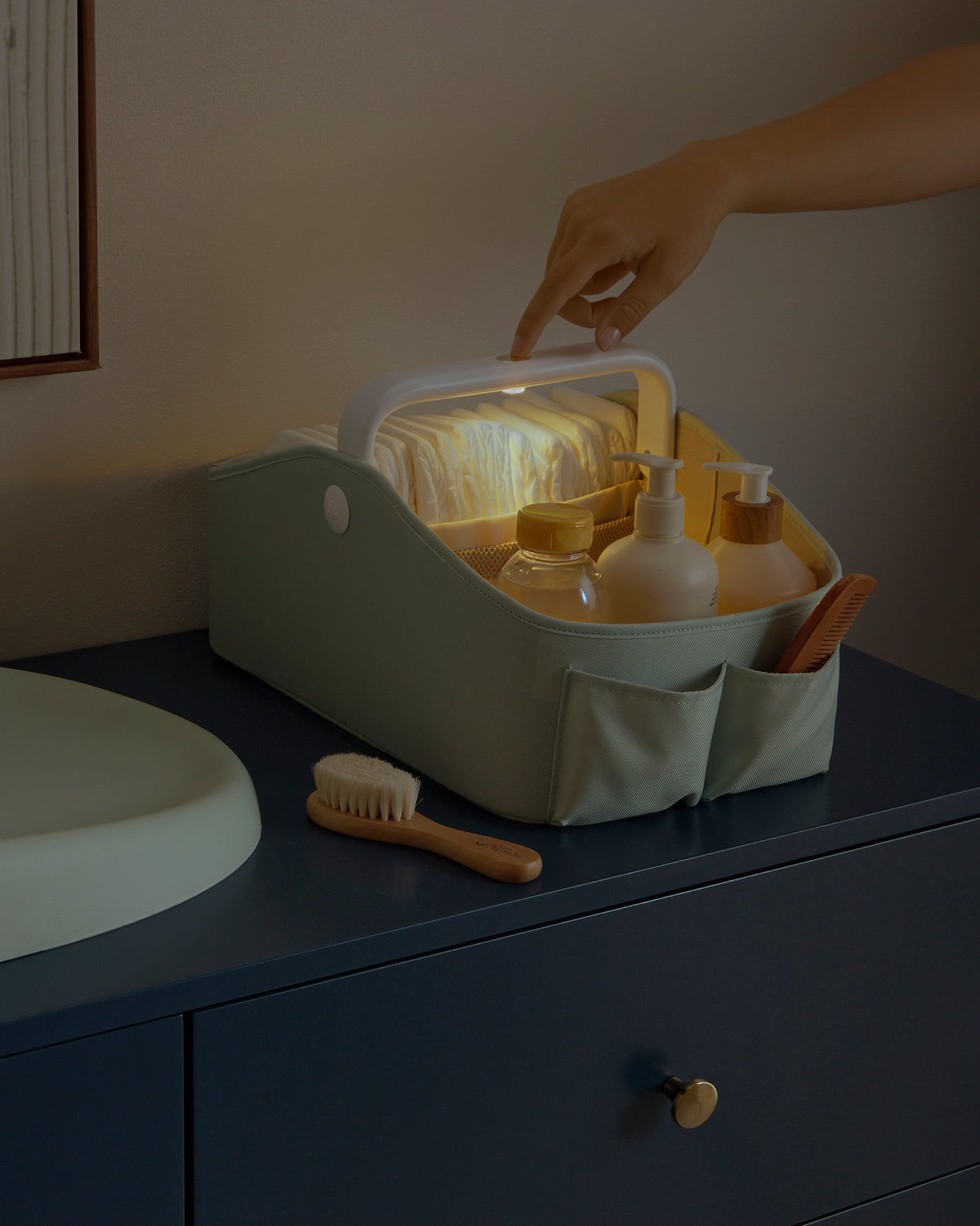 Light Up Nappy Caddy - Sage