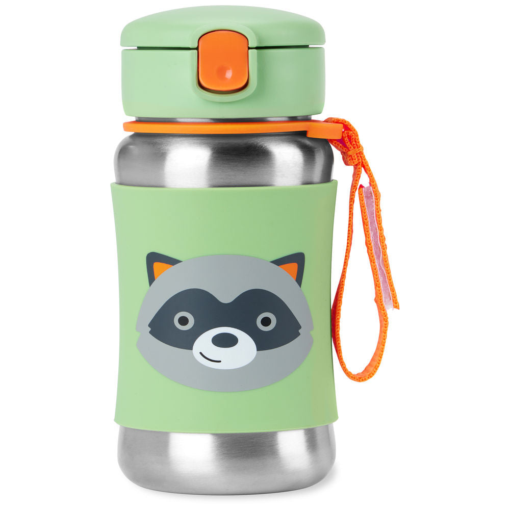 Zoo Stainless Steel Straw Bottle - Rudy Raccoon
