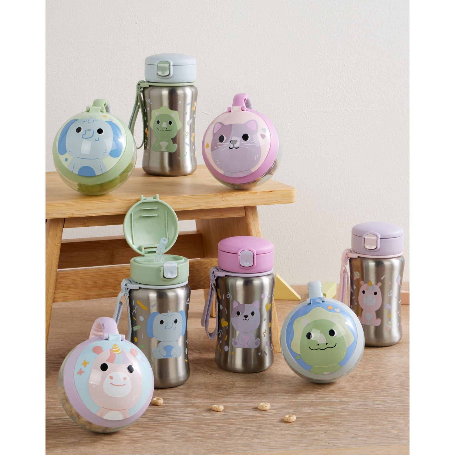 Dino Besties Squad Stainless Steel Straw Bottle