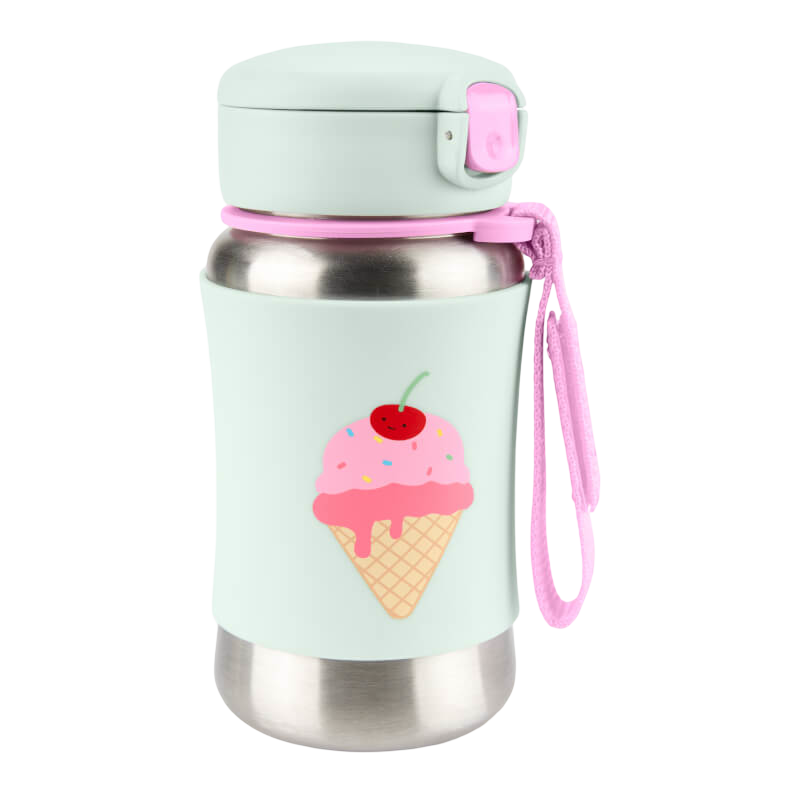Ice Cream Spark Style Stainless Steel Straw Bottle 350ml