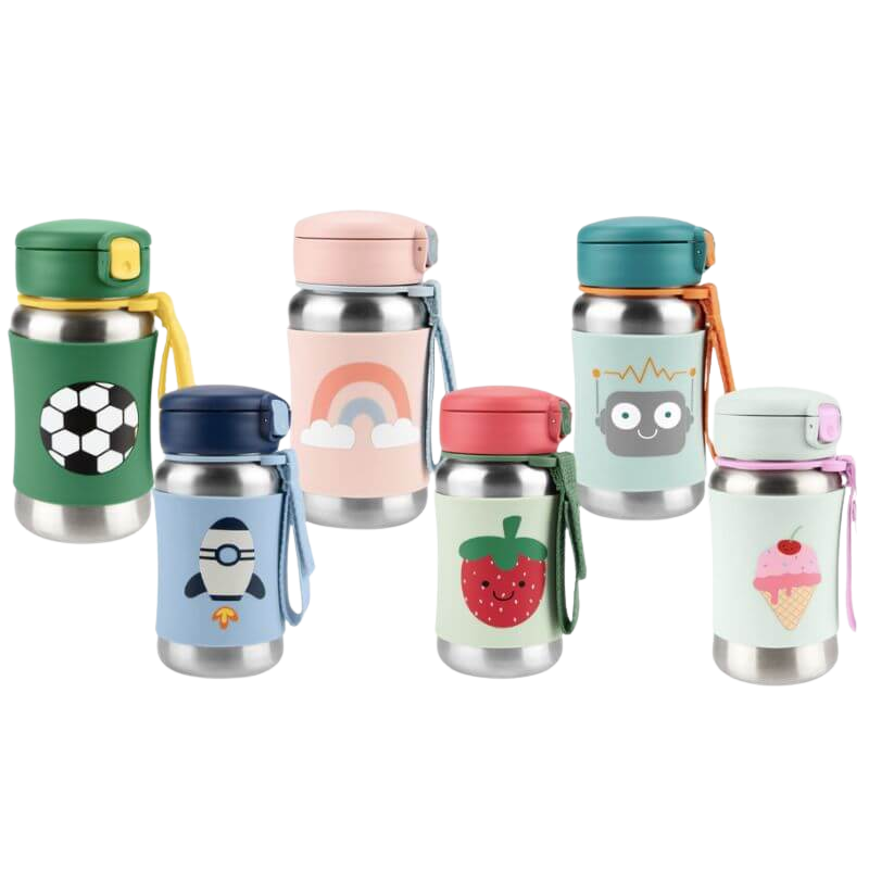 Ice Cream Spark Style Stainless Steel Straw Bottle 350ml