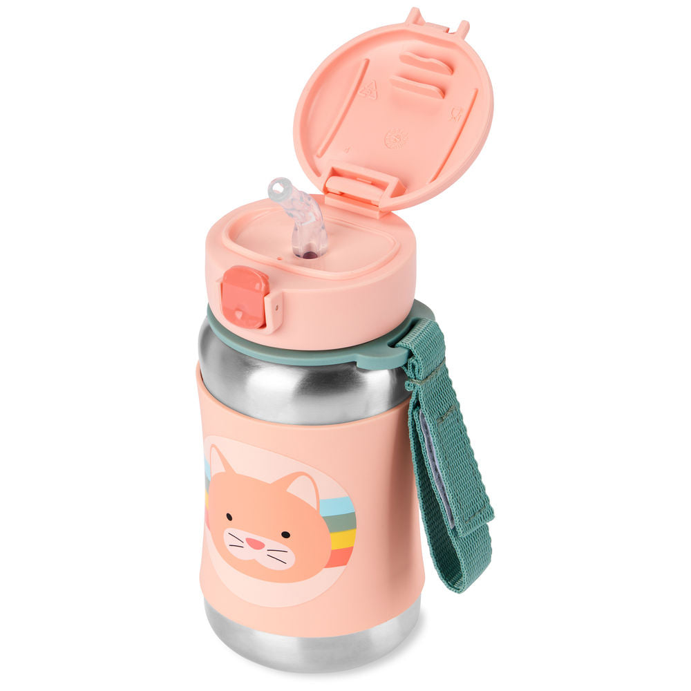 Skip Hop Zoo Stainless Steel Straw Bottle - Cat
