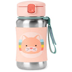 Zoo Stainless Steel Straw Bottle - Catie Cat