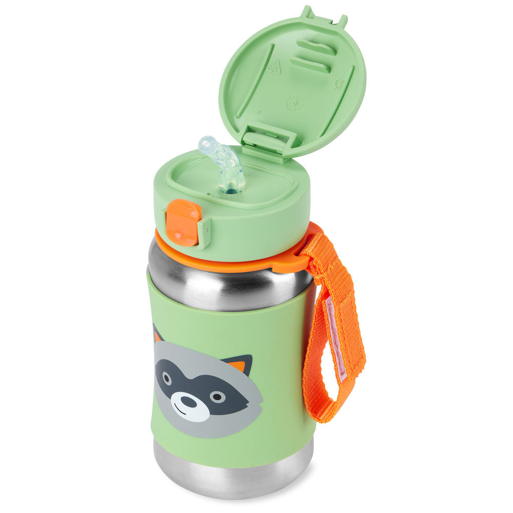 Skip Hop Zoo Stainless Steel Straw Bottle - Raccoon