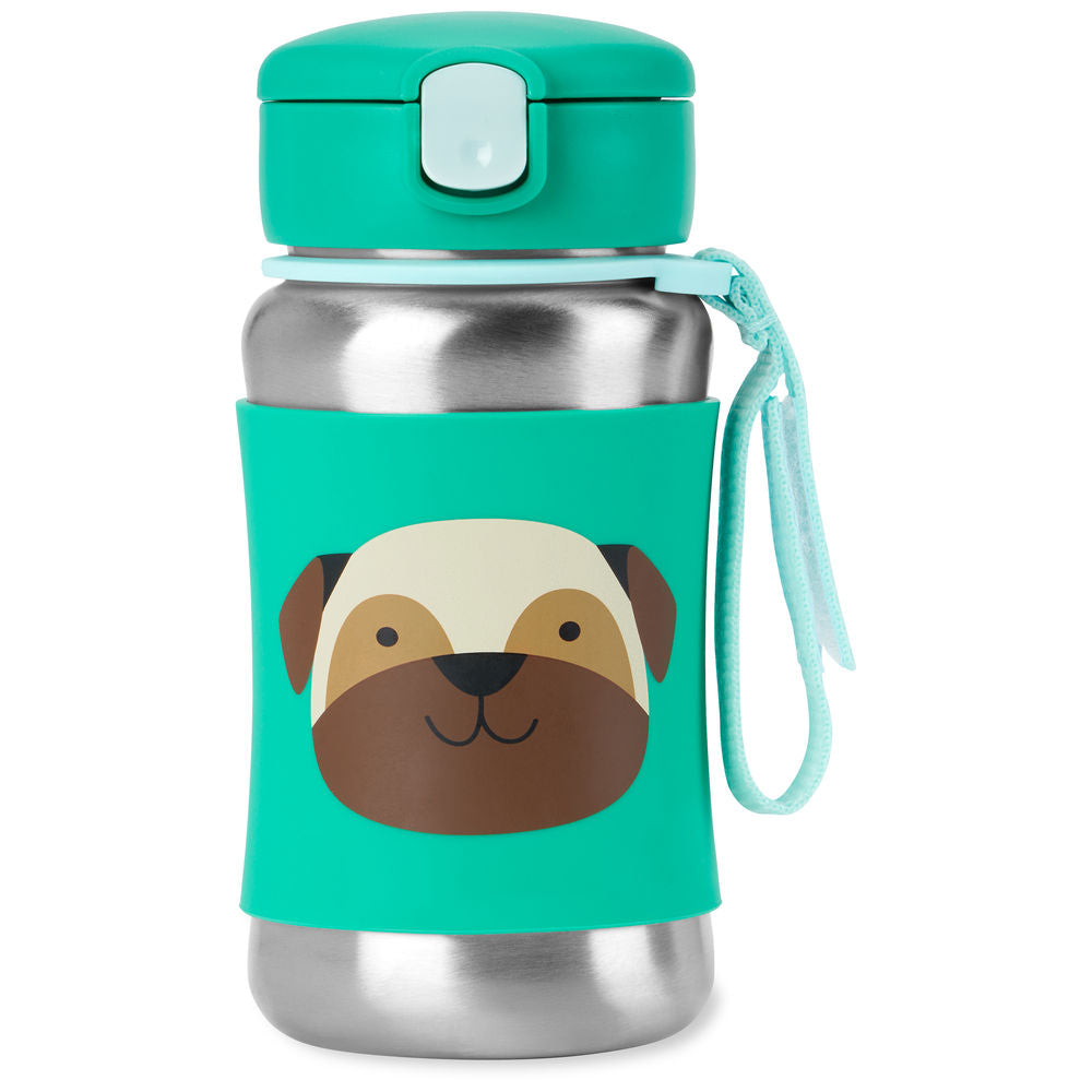 Preston Pug Zoo Stainless Steel Straw Bottle